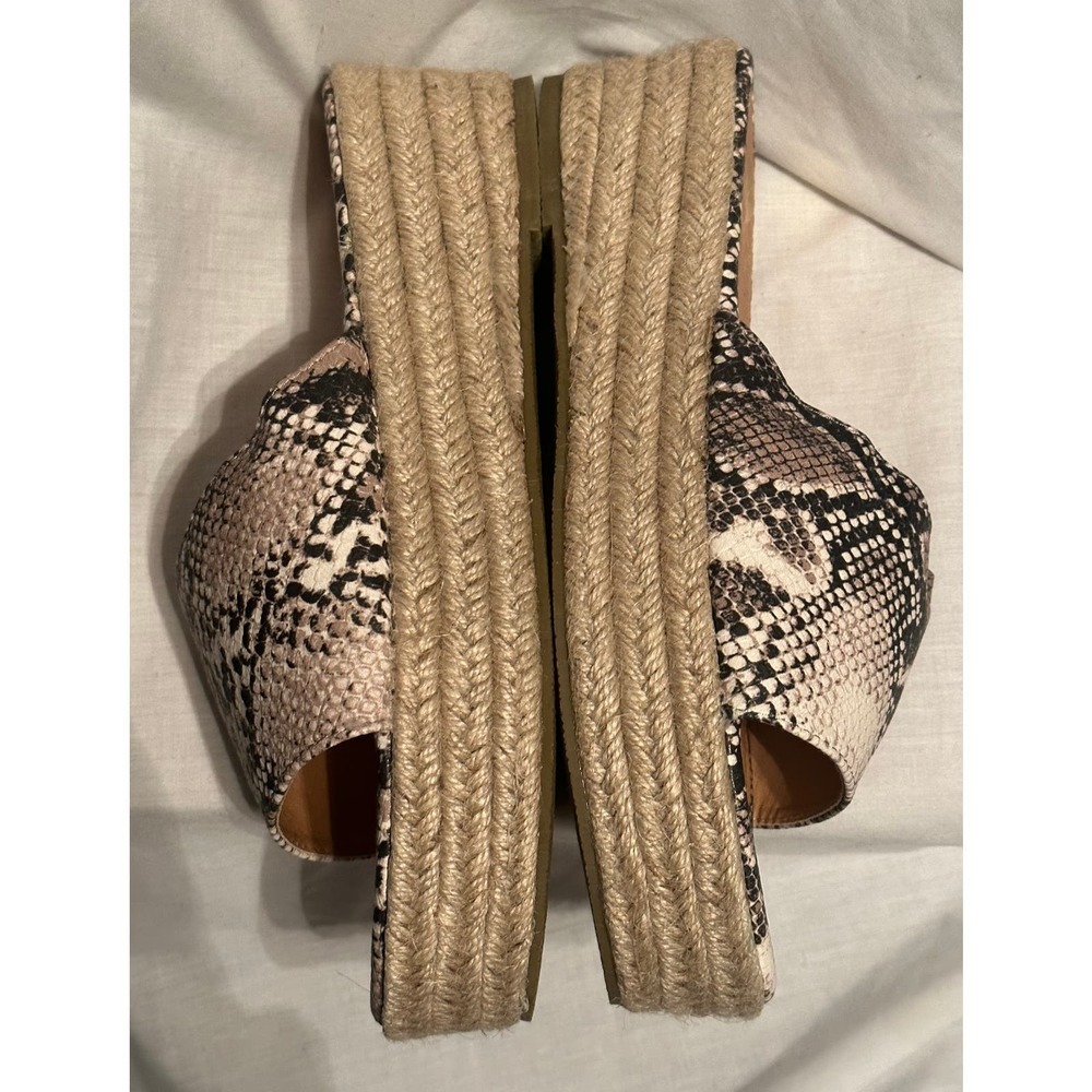 Camel Toes Flatform Espadrille Slide Mules Neutral Faux Snakeskin Sandals - Picture 6 of 14